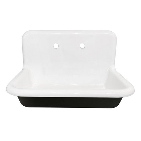 Gourmetier GCLWS302019 30X20 Cast Iron Single Bowl Wall Mount Sink, White GCLWS302019